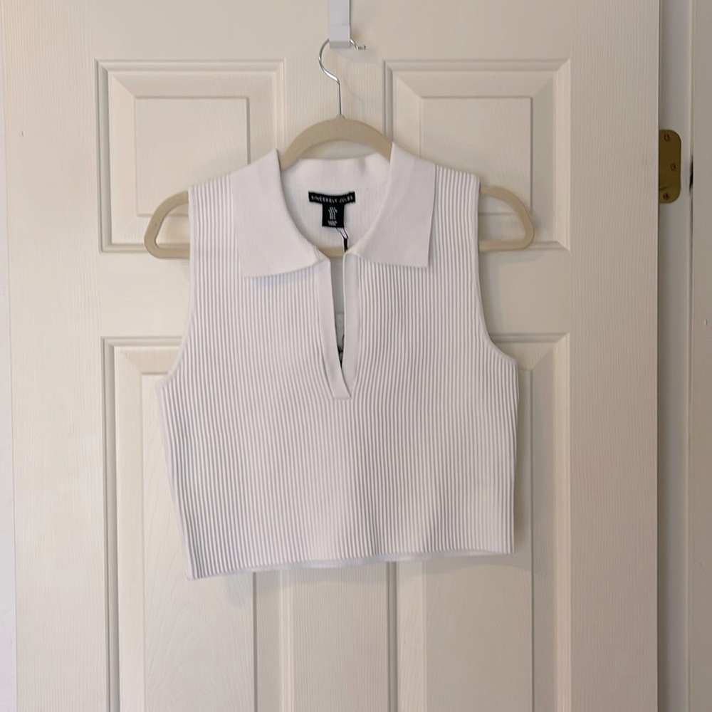 Ribbed White Crop Top S:L